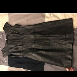 Black leather mini dress